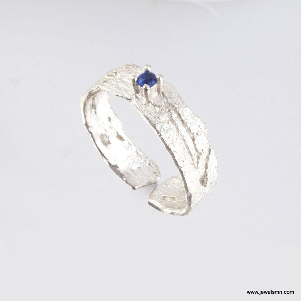 Band Ring: Nature-Inspired Citrus Bark Texture - Recycled Sterling Silver